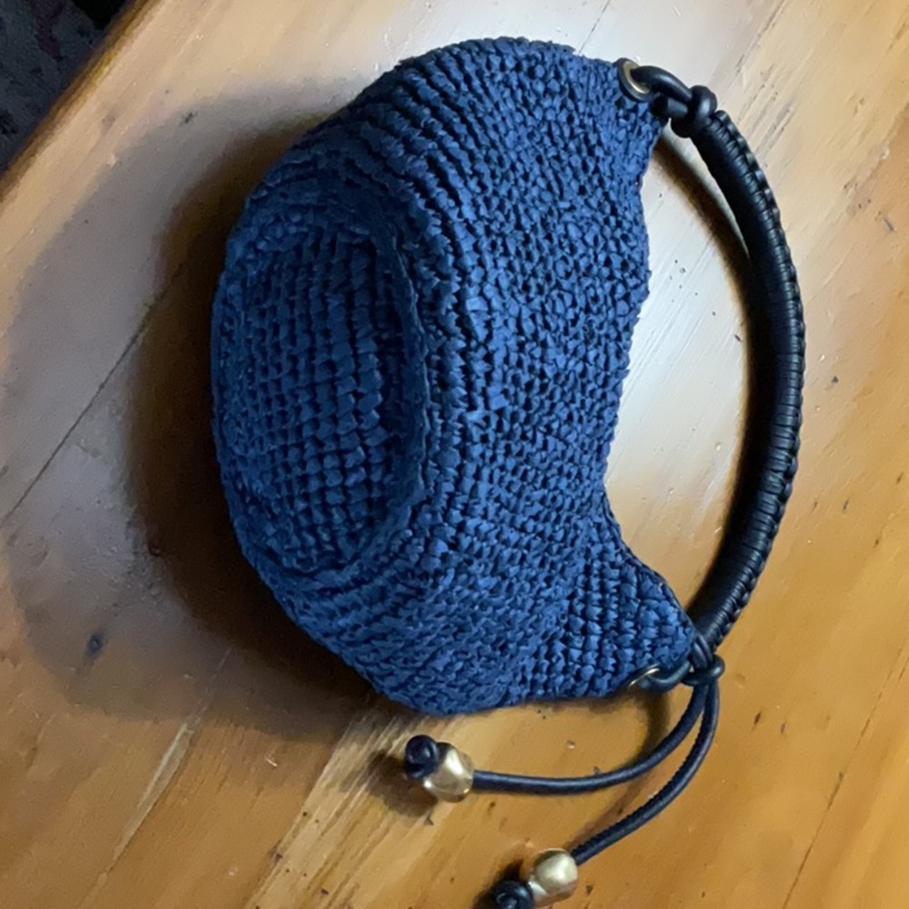 Madewell Midnight Blue Woven Bag with Black Strap